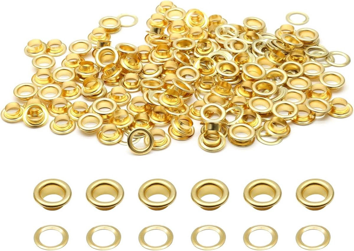 Gouden koperen grommets met ringen van 1/4 inch voor het repareren van kleding