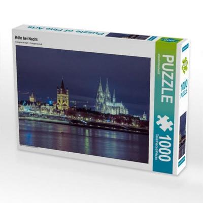CALVENDO Puzzle Köln bei Nacht | 1000 Teile Lege-Größe 64x48cm Foto-Puzzle für glückliche Stunden