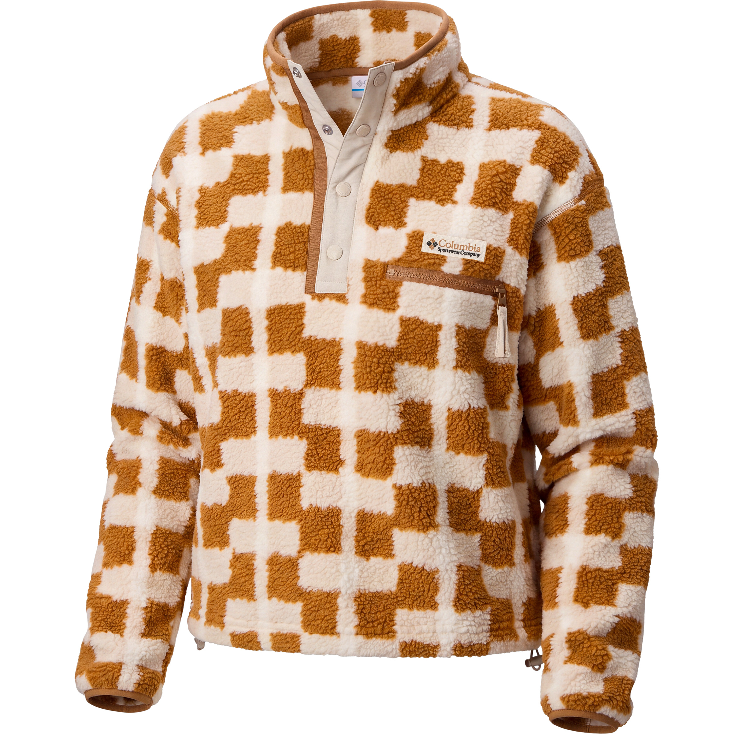 Columbia Helvetia II Printed Cropped Damen Pullover braun Größe L Lifestyle Widerstandsfähig