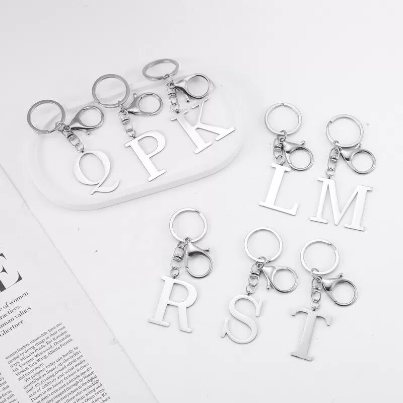 INF Moderner minimalistischer Buchstaben-Schlüsselanhänger aus Edelstahl M