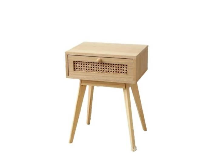 LXLAEOANG Nachttisch Aus Holz Mit Schubladen, Beistelltisch Rattan Mit Stauraum und Wohnzimmer-Nachttisch mit Massivholzbeinen
