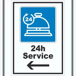 HB-Druck 24H Service Aufkleber mit Pfeil links A0 (841x1189mm)