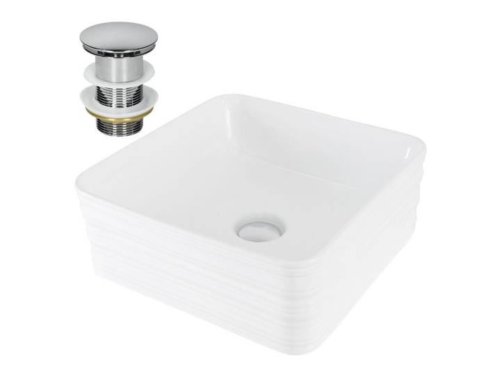 LuxeBath Waschbecken, Weiß, Keramik, 39x15x39 cm, Badezimmer, Waschbecken & Armaturen, Waschbecken