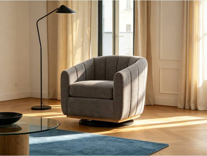 WILLIAMSPACE Loungesofa PUMPKIN SWIVEL CHAIR – 360°, Chenille, Drei Farben, Kann sich um 360 Grad drehen