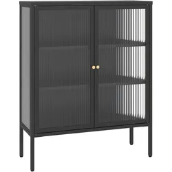 En.Casa, Kommode + Sideboard, Vitrinen-Sideboard Vinterhavn Stahl 2-türig 100x80x30 cm Schwarz (80 x 30 x 100 cm)