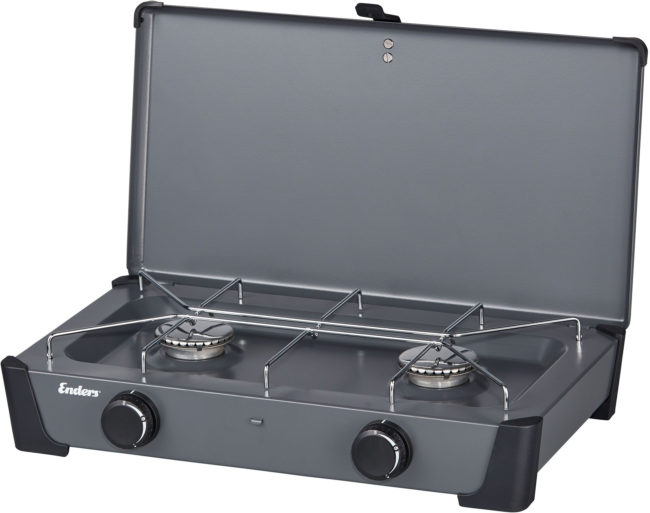 Gaskocher ENDERS "Bondy 2 Z", grau, B:28cm H:10cm L:49cm, Edelstahl, Gaskocher, Campingkocher mit 2 leistungsstarken Brennern