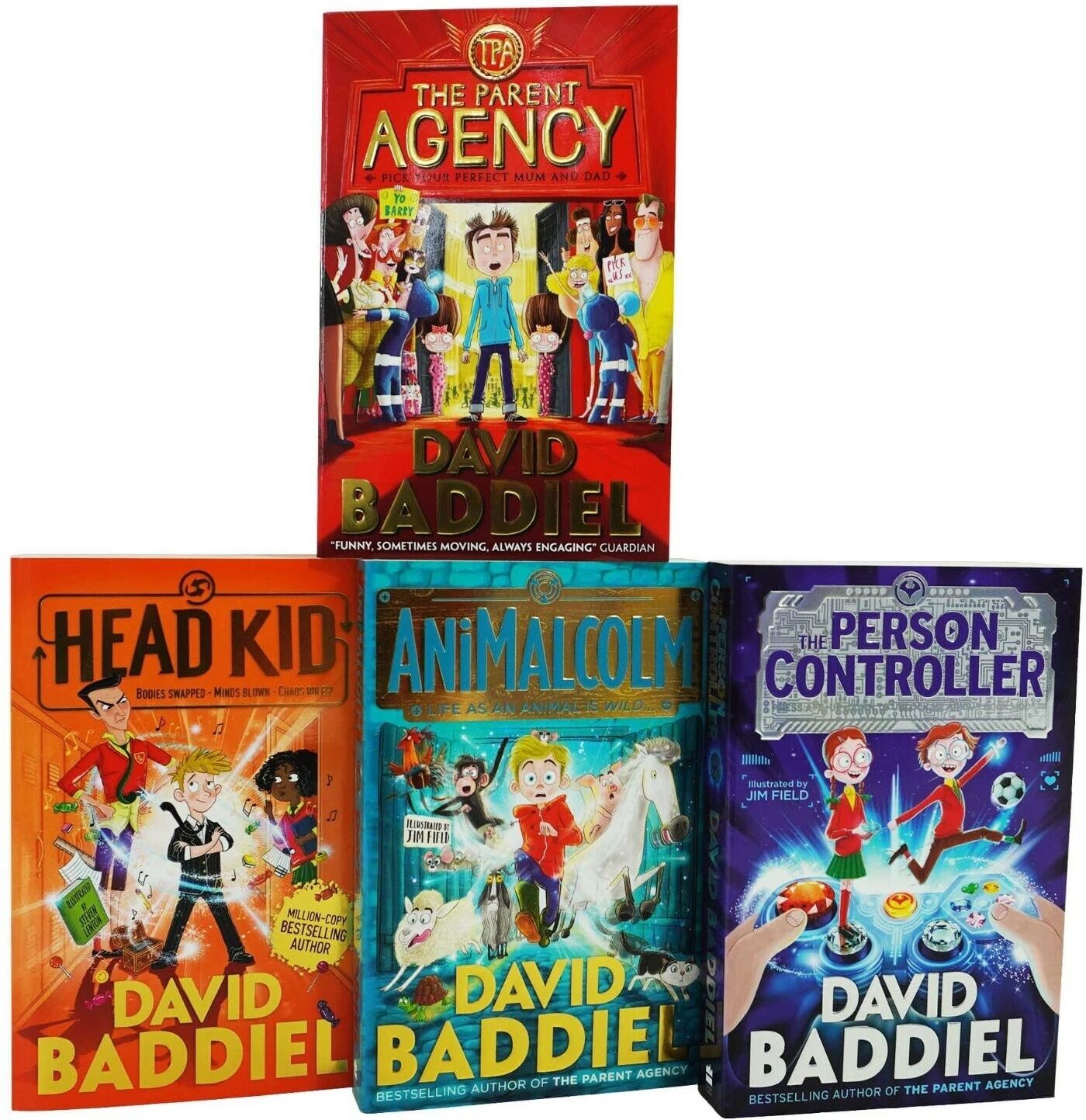 HARPERCOLLINS David Baddiel Books, 4 Books Collection Set (The Parent Agency, AniMalcolm, The Person Controller, Head Kid)
