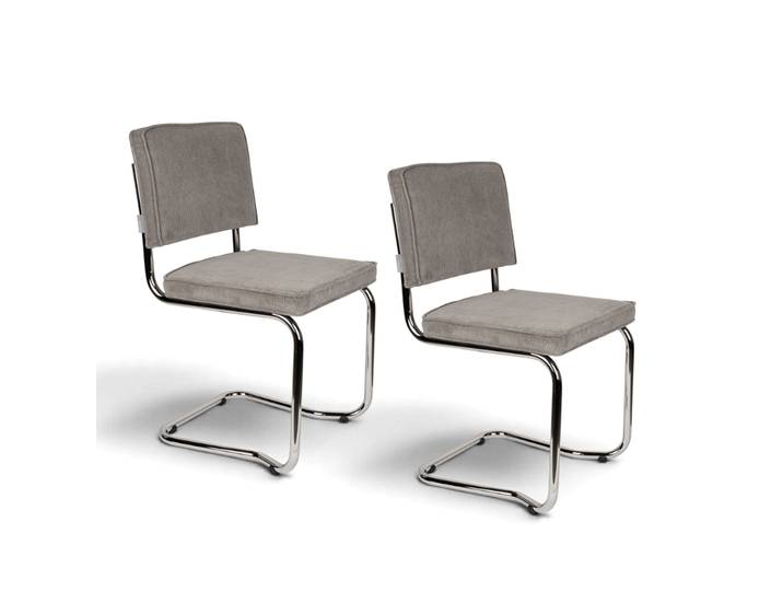 Zuiver Ridge Kink Rib Stuhl - 2er Set Grau ohne Armlehnen, Neu - Perfekt für Besucher und Gäste