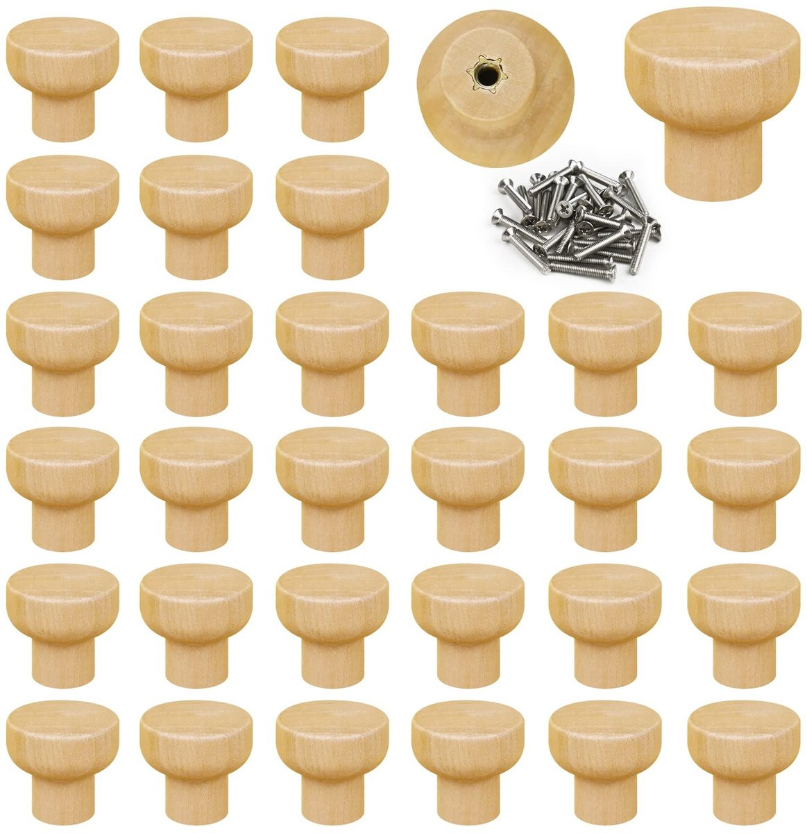 Dailygoods Houten Ladegreep - Kastknoppen in onbewerkte houtkleur