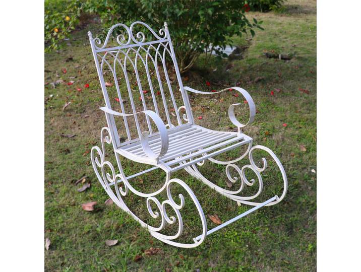 Fauteuil à bascule forgé de style français, résistant aux intempéries, fauteuil d'extérieur, mobilier de loisirs rétro pour la décoration de jardin et de cour.