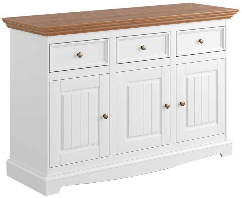 Pharao24.de Kommode Sideboard in Weiß mit drei Schubladen