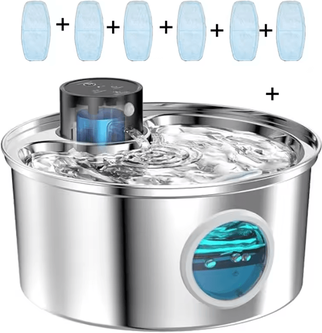 Inspire Curations Cordless Motion Sensor Stainless Steel Cat Water Fountain pet Water 6chip