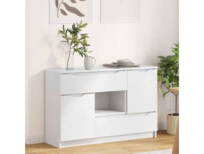 Moderne Buffet bahut pratique - Blanc 100x30x65 6 Bois d'ingénierie - Commode salon @FR 1168