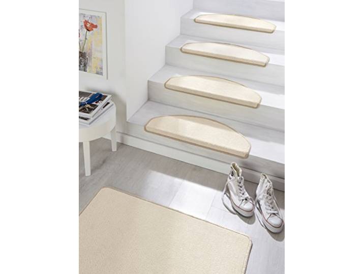 Hanse Home Fancy Trapmatten - traptapijt trapmatten zelfklevend veiligheid traptapijt halfrond voor traptreden - beige, ca. 23x65cm 15 stuks