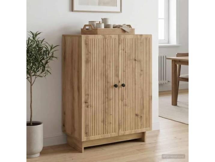 Sideboard Artisan-Eiche 66x34,5x90 cm Holzwerkstoff mit Schwingtüren Vintage-Design, Holzwerkstoff, 90°-Schwingtüren, Metallknöpfe, Regalböden, Wohnzimmer, Esszimmer