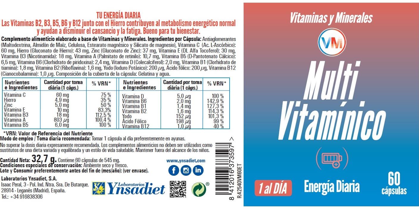 Vitaminas y Minerales Multivitamínico 60 caps