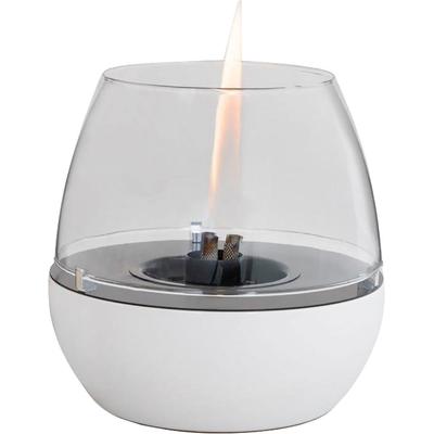 TENDERFLAME Tischfeuer "Tulpe", weiß, B/H/T: 18cm x 17,5cm, Dekokamine, 3-fach Docht, Porzellansockel und Glasring