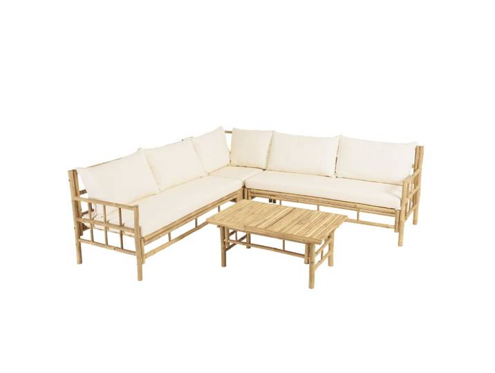 Canapé 6 places 1 table basse en bambou