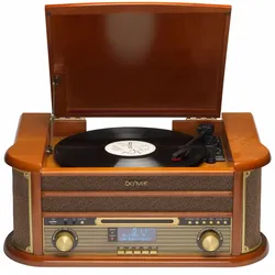 DENVER MRD-51 – Retro Musikcenter mit Plattenspieler, DAB+, Kassette, CD & USB