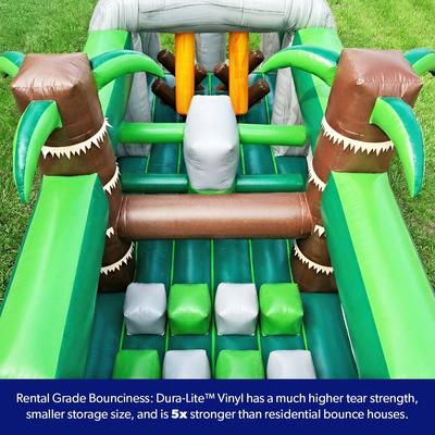 HeroKiddo T-Rex Adventure 20 ft. Inflatable Obstacle Course Bounce & Obstacle Play Center for Kids with Blower