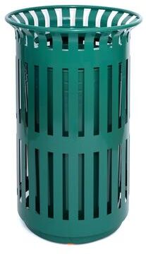 Lancaster Home Commercial Outdoor Slatted Steel Trash Can with Inner Bin