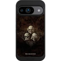 Nivocase Hülle für Google Pixel 9 Handyhülle NIVOcore Case Schwarz Art Gothic Totenköpfe (Google Pixel 9), Smartphone Hülle, Schwarz