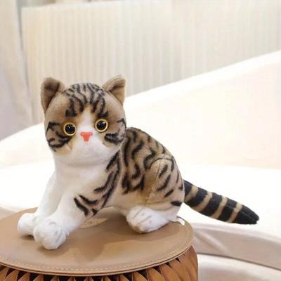 Uplifted Goods Lifelike American Shorthair Plush Cat coffee