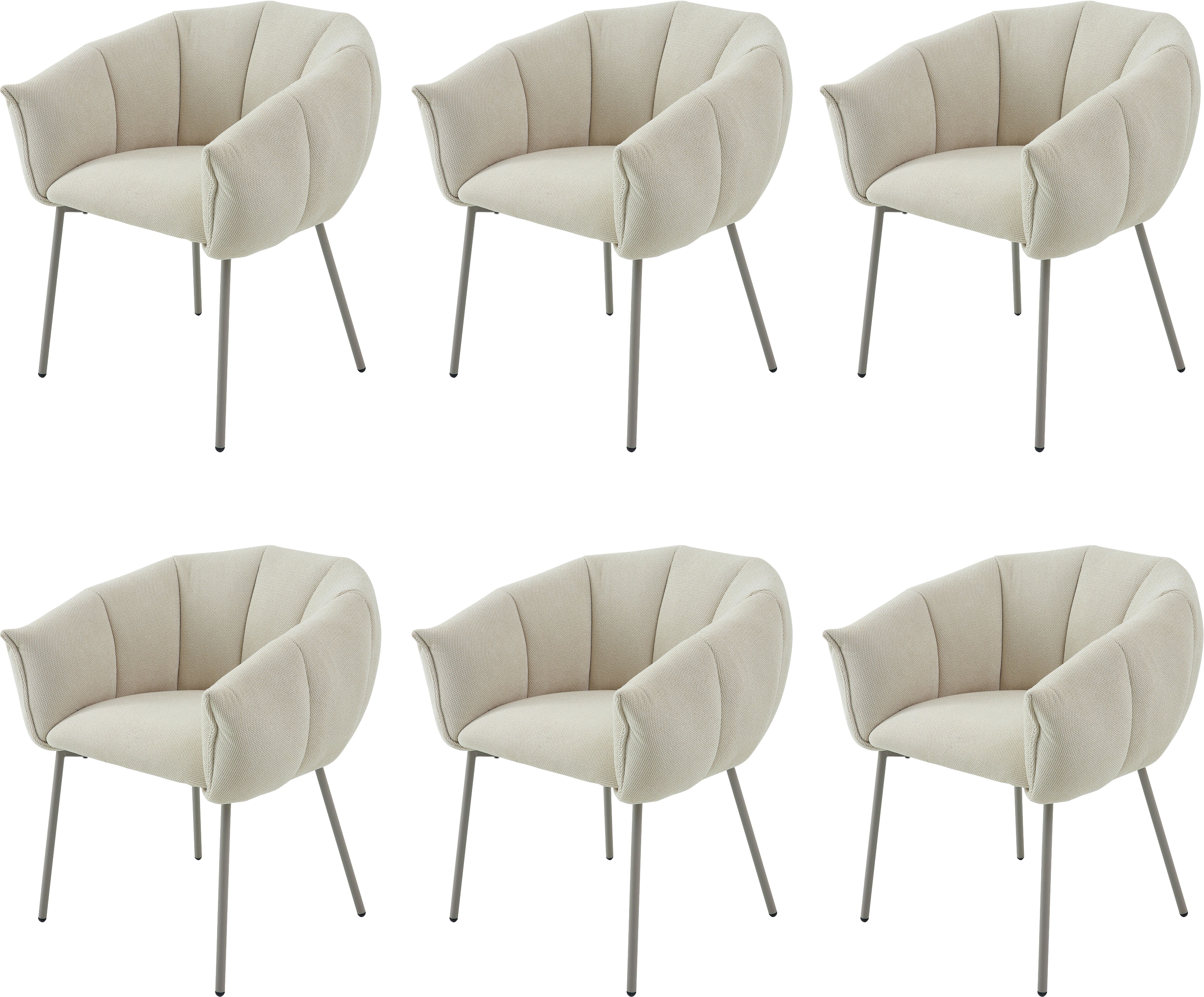 Armlehnstuhl STOLKOM "Pina BxHxT 70x78x63 cm", beige (cremeweiß, cremeweiß, cremeweiß), B:70cm H:78cm T:63cm, Metall, Stoff, Stühle, Armlehnstuhl, Breite 70cm, Metallgestell cremeweiß, cremeweiß, cremeweiß B/H/T: 70cm x 78cm x 63cm, 6 Stk., Strukturstoff 