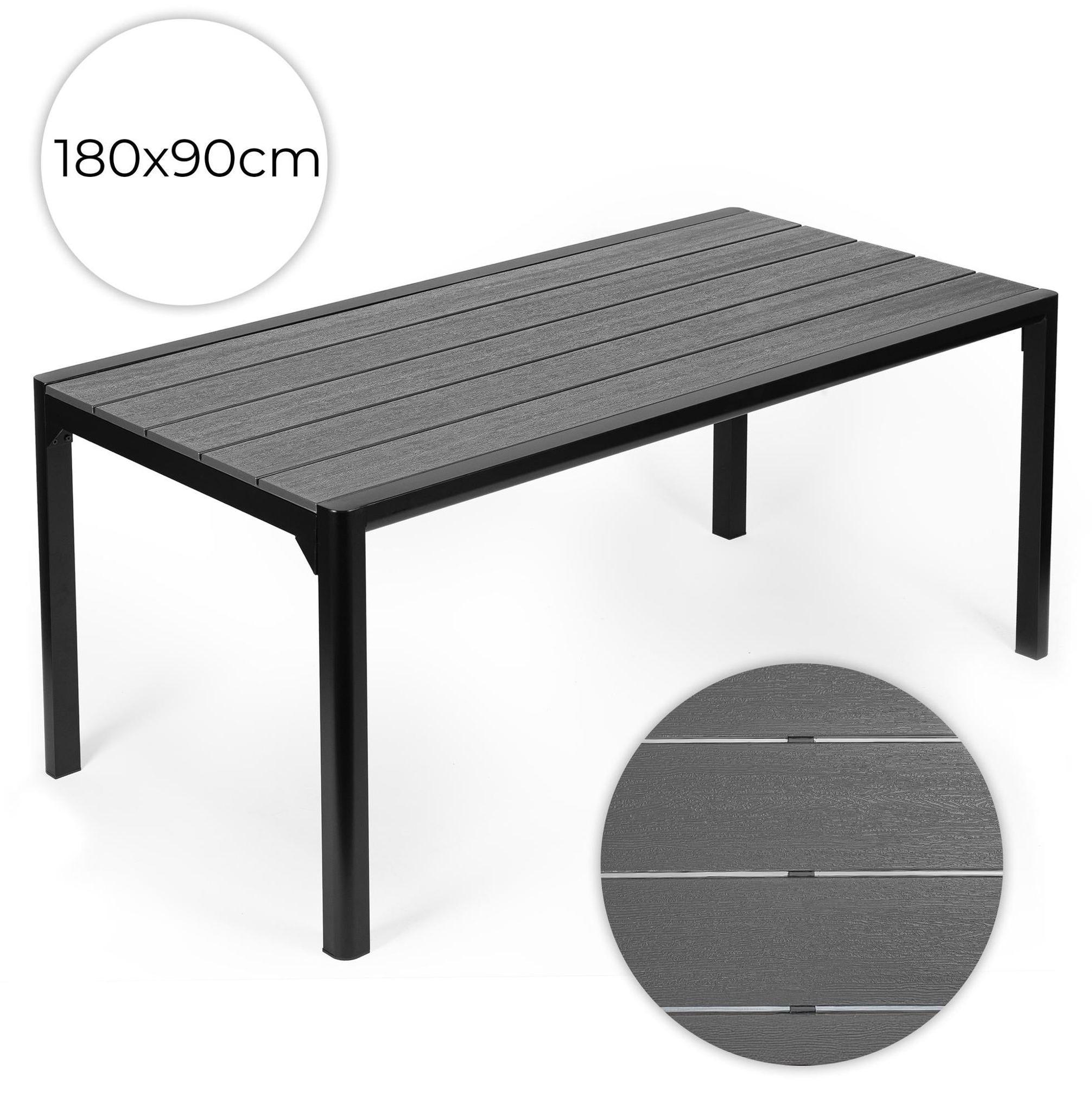 8-Sitzer-Gartentisch aus Polywood, 180 × 90 cm, Grau