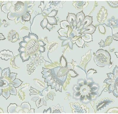 A-Street Prints Corona Light Blue Jacobean Wallpaper