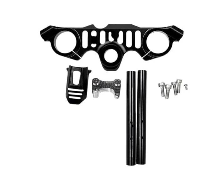 Obere Gabelbrücke， Für CF 675SRR Motorrad Gabel Senkung Gabelbrücke Ende Obere Klemme Lenker Griff Bar Gabelführung Gabelbrücke，(Black-1Set)