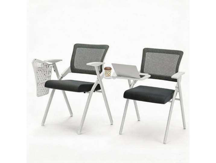 Chleby Lot de 2 Fauteuil À Tablette Chaises de Conférence Pliante Ergonomique avec Siège Rembour empilables 50x55x89 cm