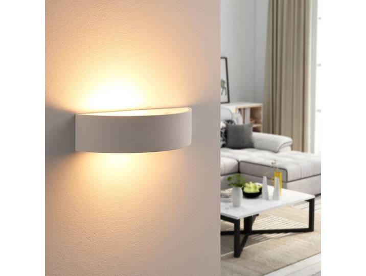 Wandlampe Aurel Lindby, dimmbar, weiß / opal, für Wohn- / Esszimmer, Gips / Ton, Modern, Wandleuchte, Wandlampe Innen