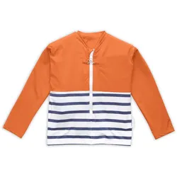 Floatee - Das Anti-Ertrinken T-Shirt für Kinder mit UV-Schutz, orange - Gr. 104 | Langarm T-Shirt Komplettset
