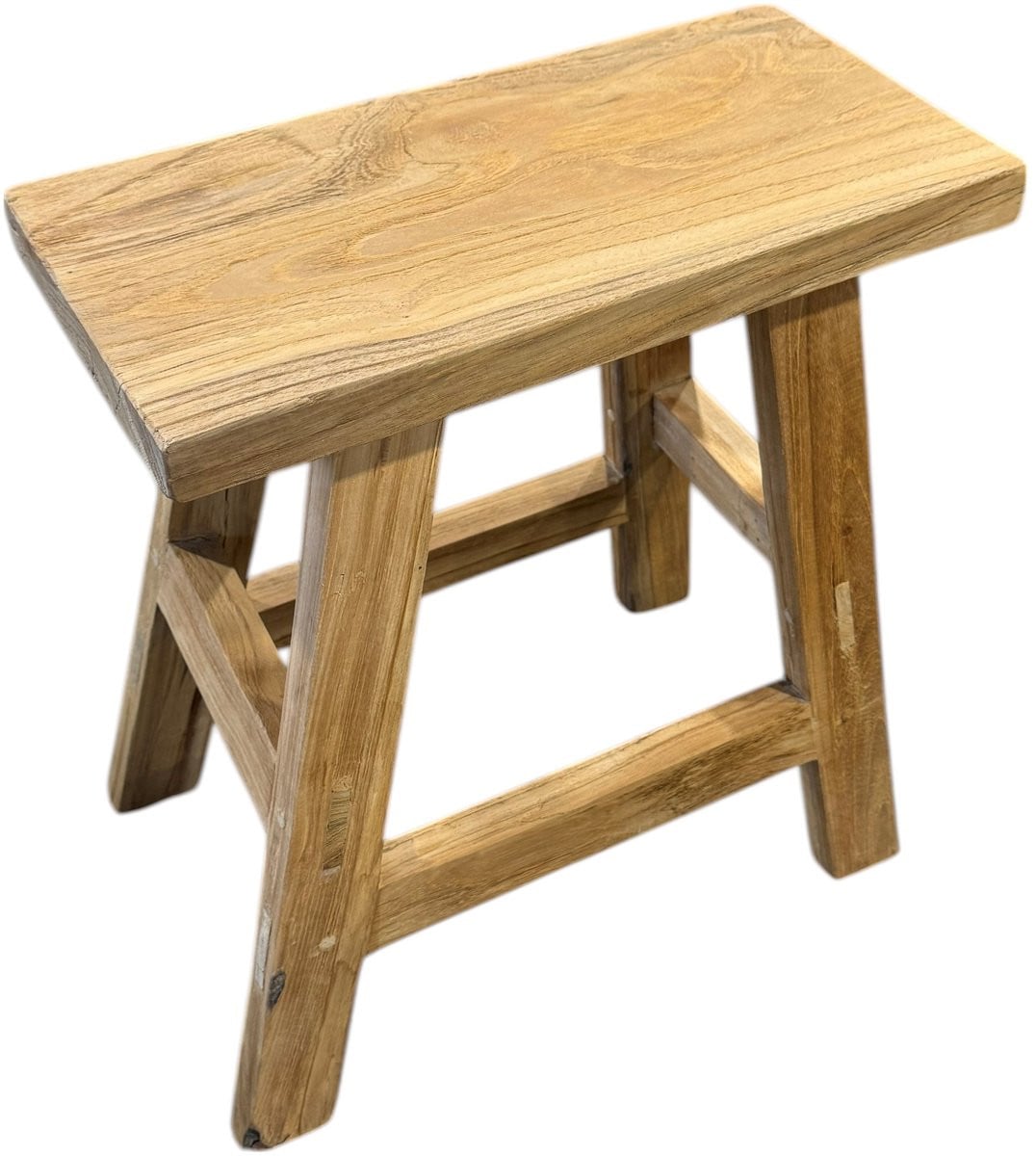 TeakOne Massief Teak Houten Kruk en Bijzetkruk