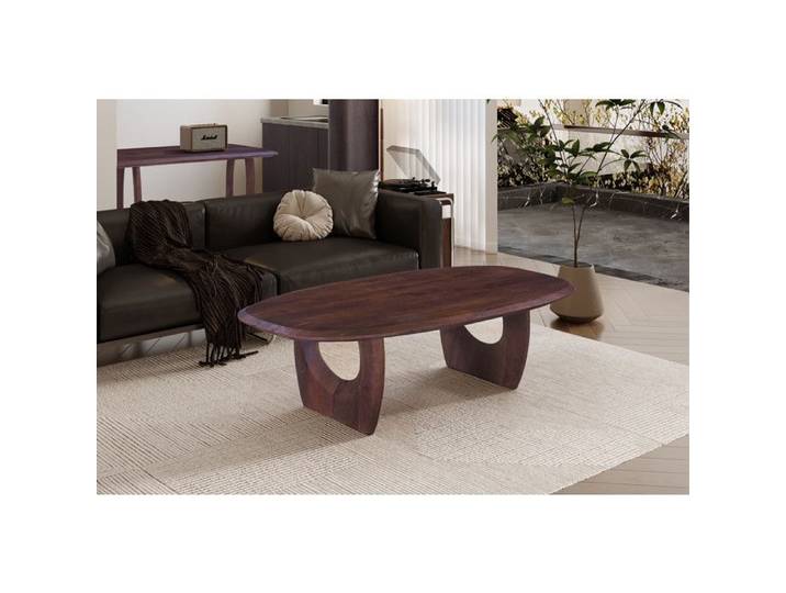 Table Basse 'Braga' Ovale danoise Bois de manguier Brun foncé