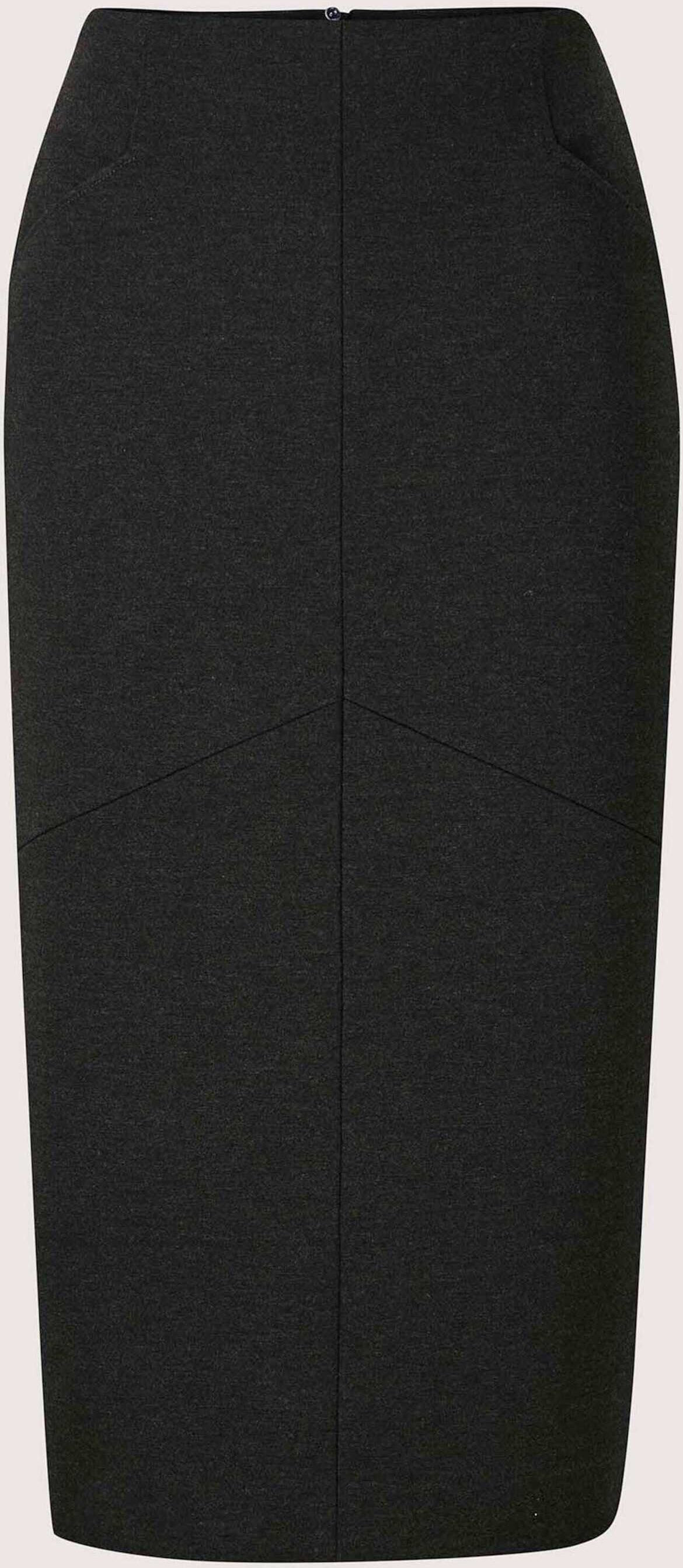 Bleistiftrock MADELEINE "Rock Bleistiftrock aus Jersey", Damen, Gr. 46, schwarz (bleigrau, melange), Modern, slim fit, Röcke Bleistiftrock