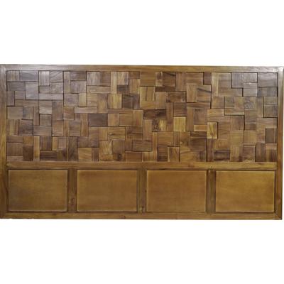 Kopfteil SIT "Burgas aus Teakholz im einzigartigen Puzzle-Design", braun, B:220cm H:120cm T:5cm, Massivholz, Polsterauflagen, Polsterauflage, Aufwändige Handarbeit macht jedes Kopfteil zum Unikat