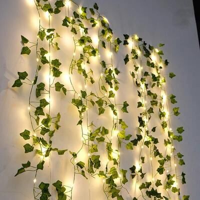 Fusion Finds Green Leaf String Lights Battery Powered Christmas Tree Garland For Home Decor 5M 50LEDS Emitting Color: Ivy Vines
