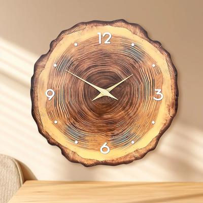 Uplift Picks Natural Wood Grain Silent Wall Clock With Solid Wood Hands 14 Inch