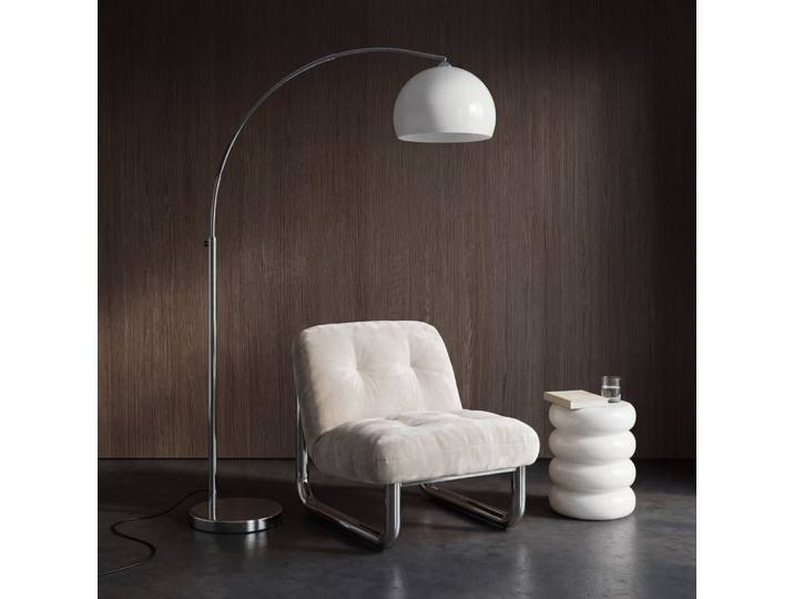 Stehlampe aus verchromtem Stahl mit weißem Lampenschirm, Höhe 209 cm