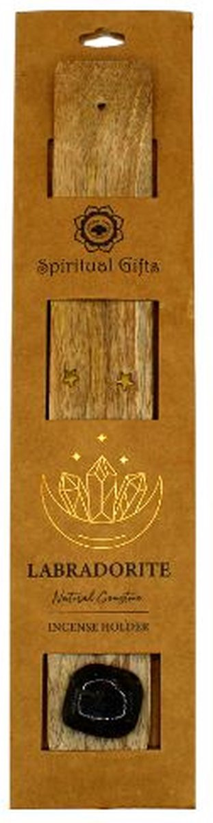 Green Tree Spiritual Gifts Wierookhouder van hout met Labradoriet edelsteen