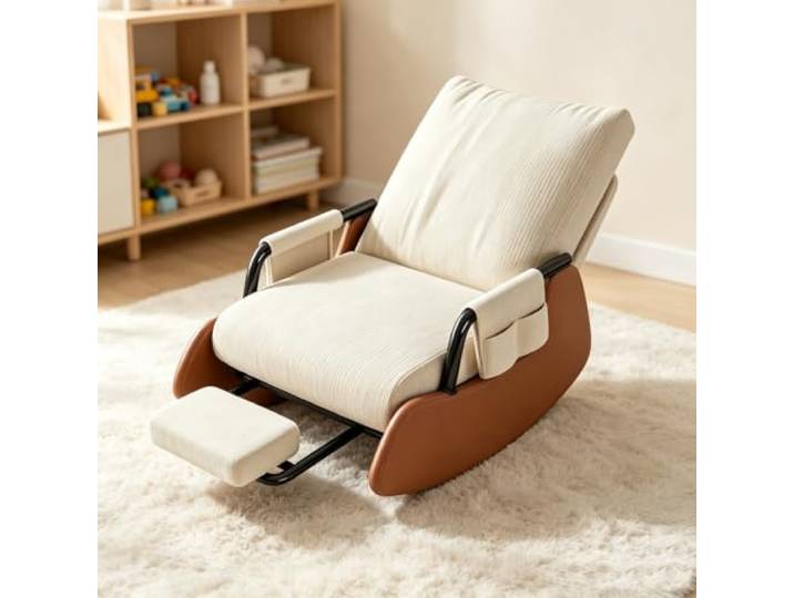 LCNDKF Komfort Schaukelstuhl für Wohnzimmer und Schlafbereich Schaukelnder Komfortsessel mit tiefer Sitzfläche 60x60cm und Rückenunterstützung für Lesestunden.