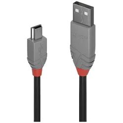 LINDY USB-Kabel USB 2.0 USB-A Stecker, USB-Mini-B Stecker 2 m Schwarz, Grau  36723