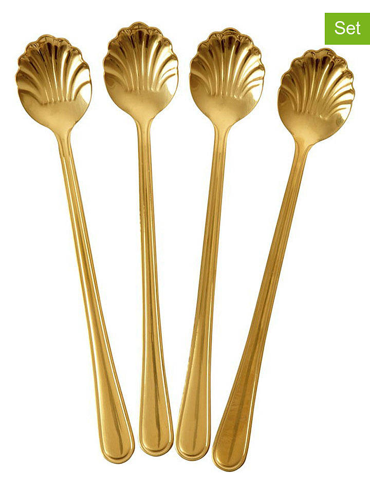 Rice 4er-Set: Kaffeelöffel "Seashell" in Gold - (H)19 cm - onesize