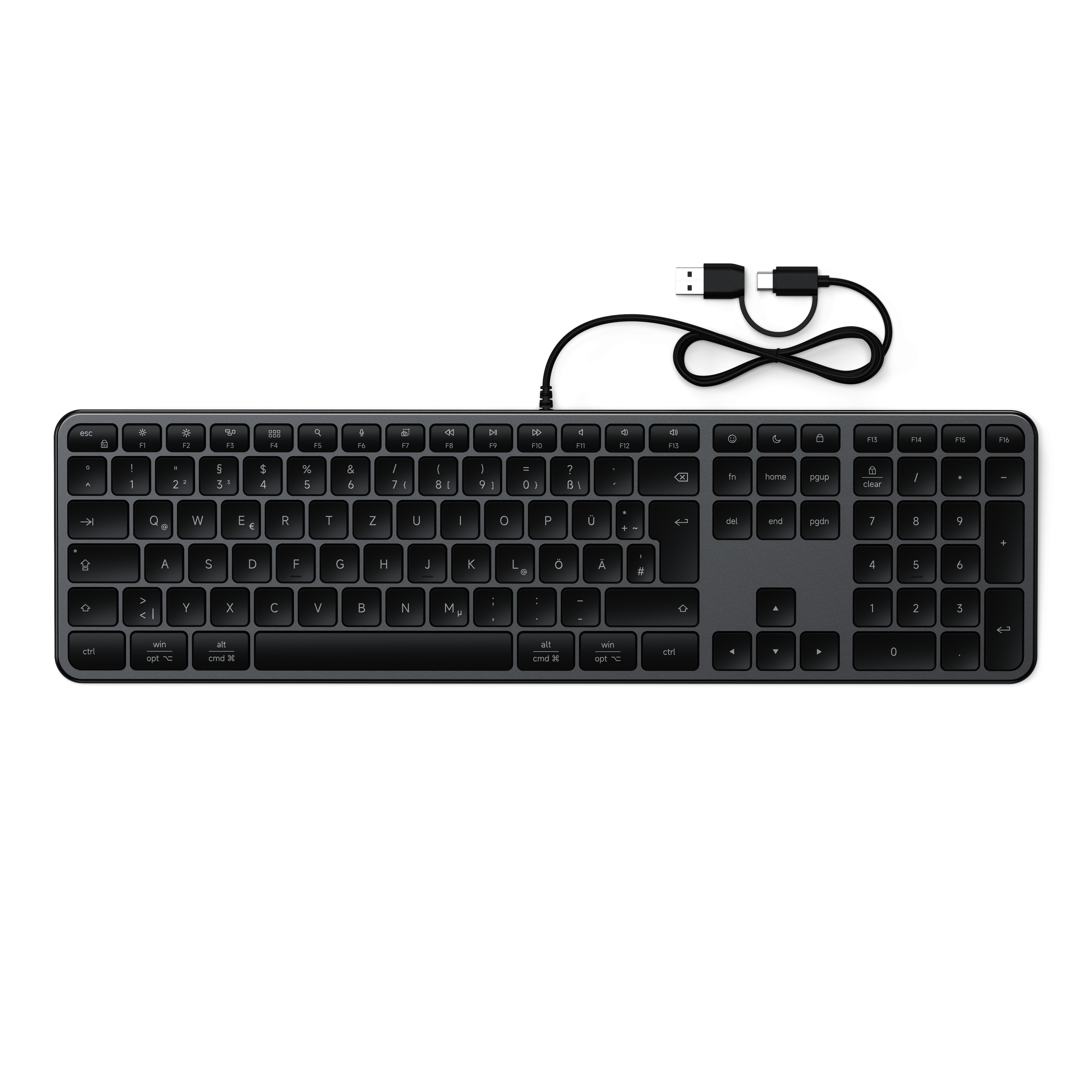 Satechi Slim LX3 Wired Keyboard Space Black DE-Layout
