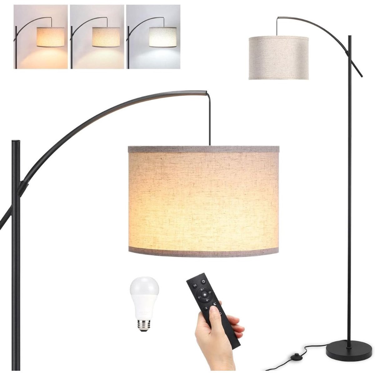 VELTRR® Booglamp vloerlamp voor woonkamer en slaapkamer - Beige