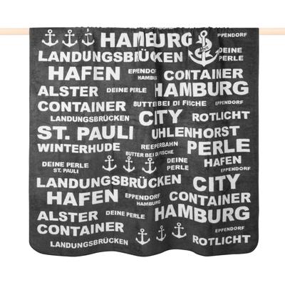 Wohndecke PAD "TYPO HAMBURG", grau (dakr grau), B:150cm L:200cm, Mischgewebe, Wohndecken, Wohndecke, Made in Europe, Wendefunktion, mit Schriftzug, 150x200 cm