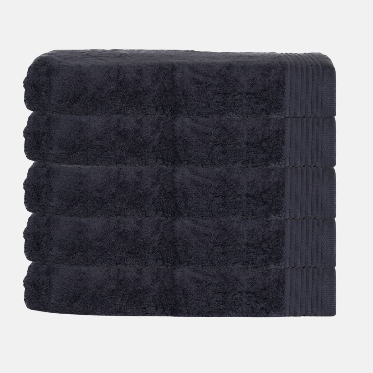 The One Handdoek Deluxe Set van 5 Antraciet - 50x100 cm - 100% Gekamd Katoen