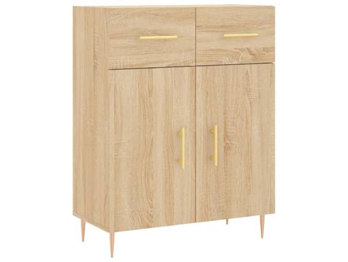 Fisinber Sideboard Sonoma-Eiche 69,5x34x90 cm Holzwerkstoff Kommode Stilvoller Schrank in Sonoma-Eiche Optik mit stabilen Metallbeinen, reichlich Stauraum für Wohnzimmer und Schlafzimmer.